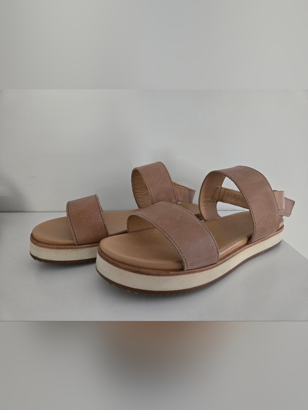 Nisolo Brown Leather Double-Strap Slingback Sandals